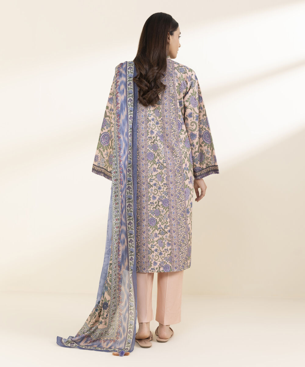 Unstitched Women's Pink Lawn 3 Piece Suit