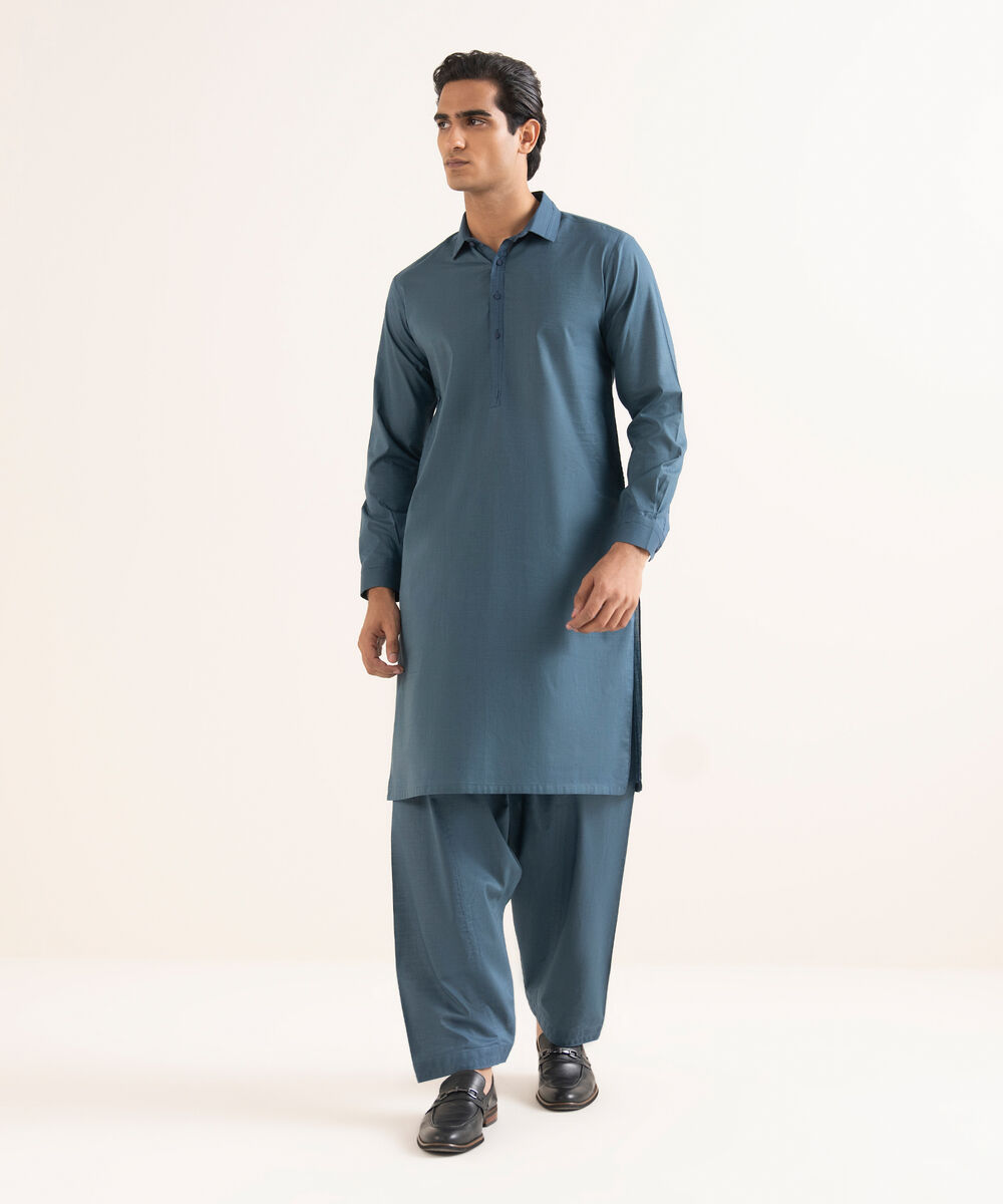 Men's Stitched Premium Cotton Grey Suit