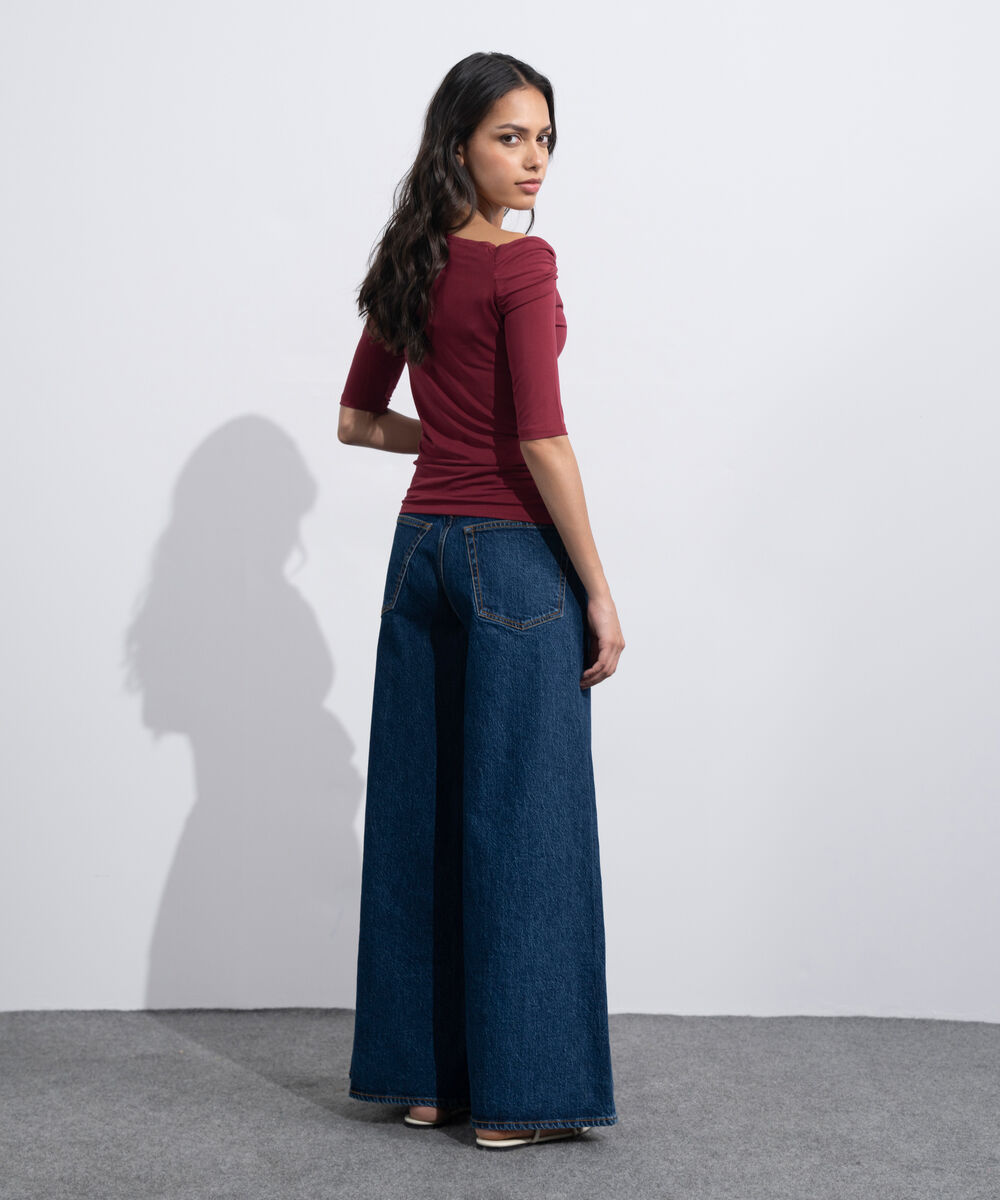 Women's Maroon Soft Asymmetrical Top