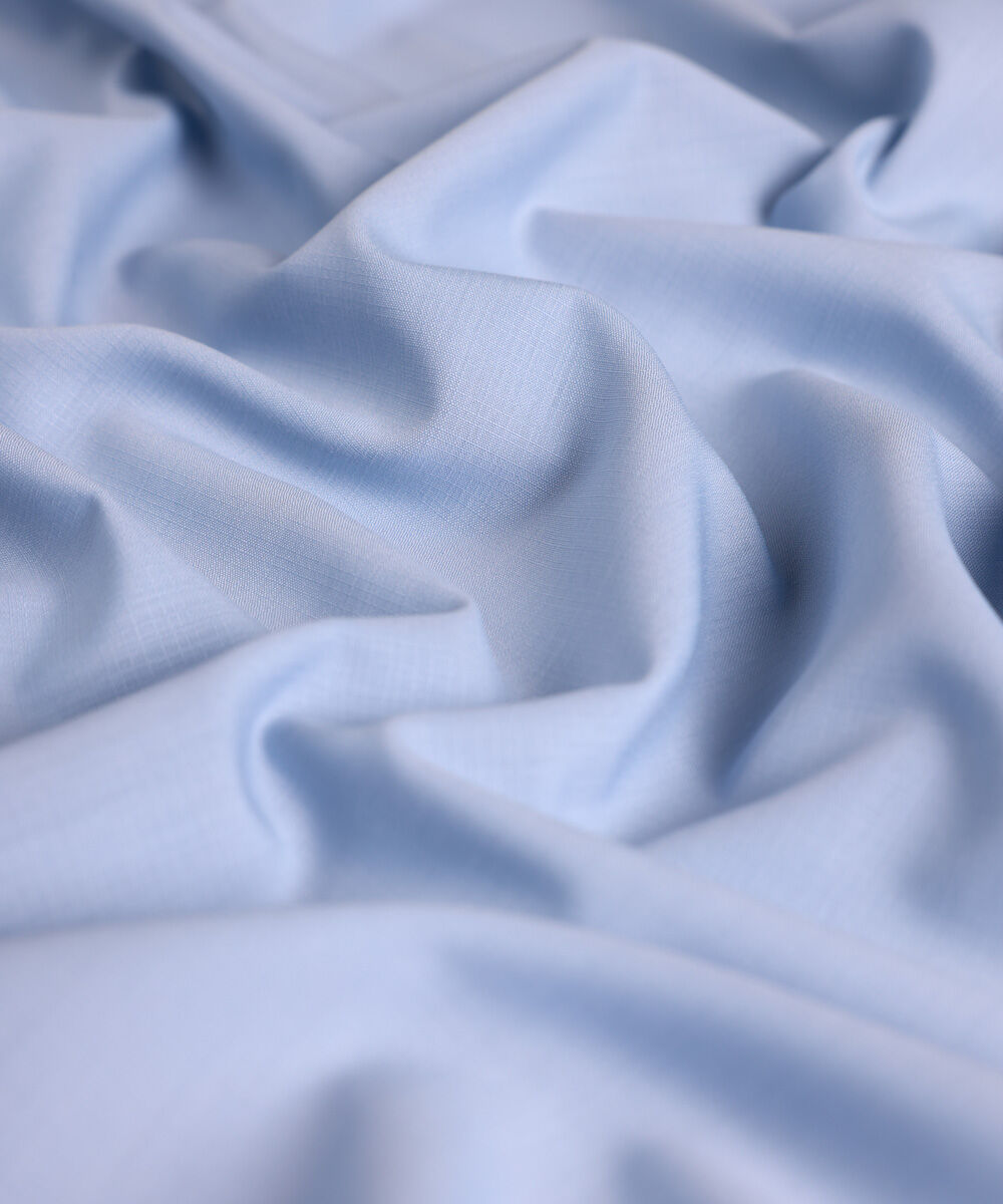 Men's Unstitched Blended Dobby  Blue Full Suit Fabric