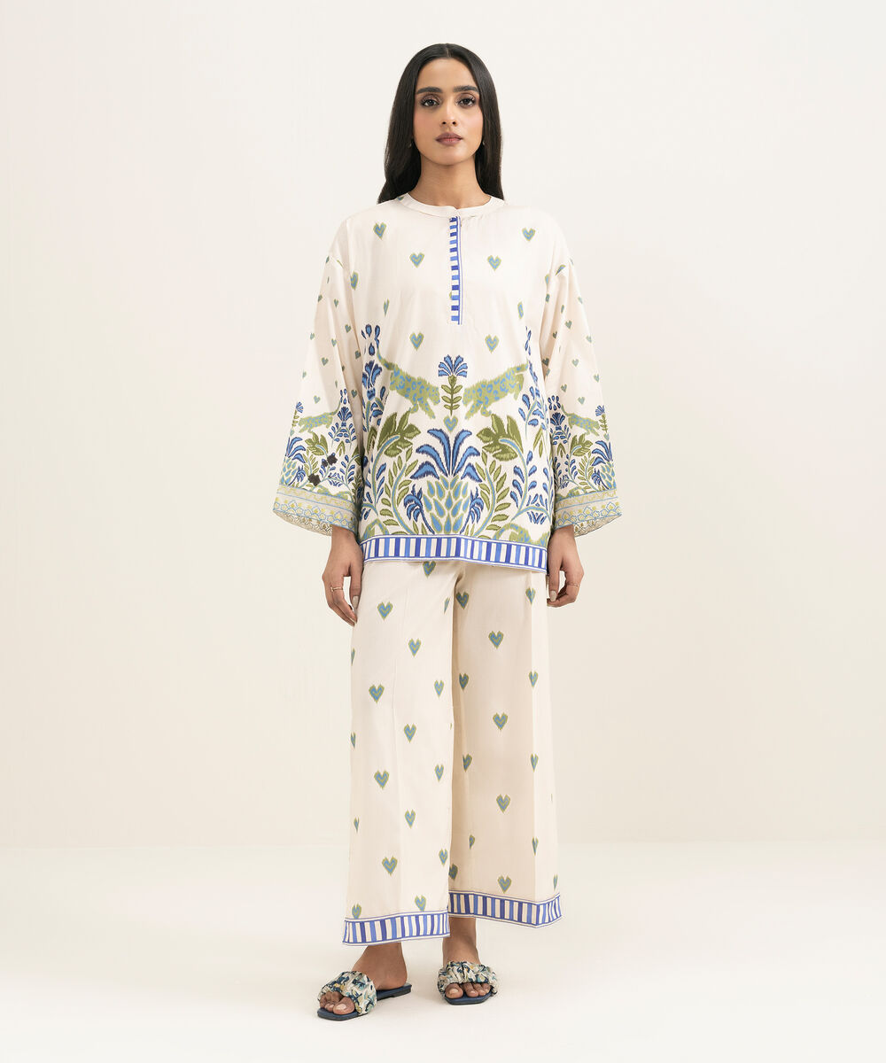Women's RTW Cambric Embroidered Off White Boxy Shirt