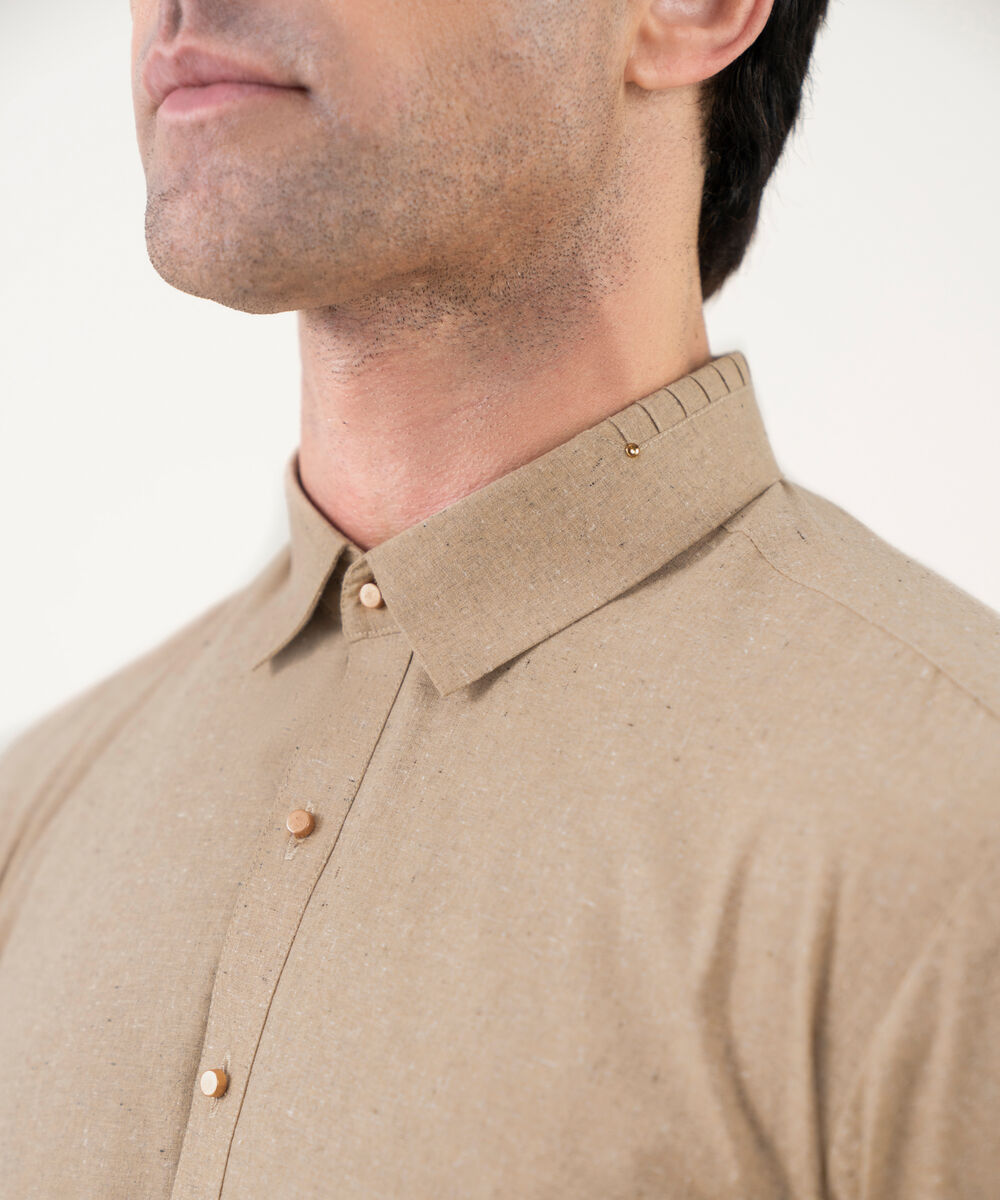 Men's Viscose Plain Beige Kameez Shalwar