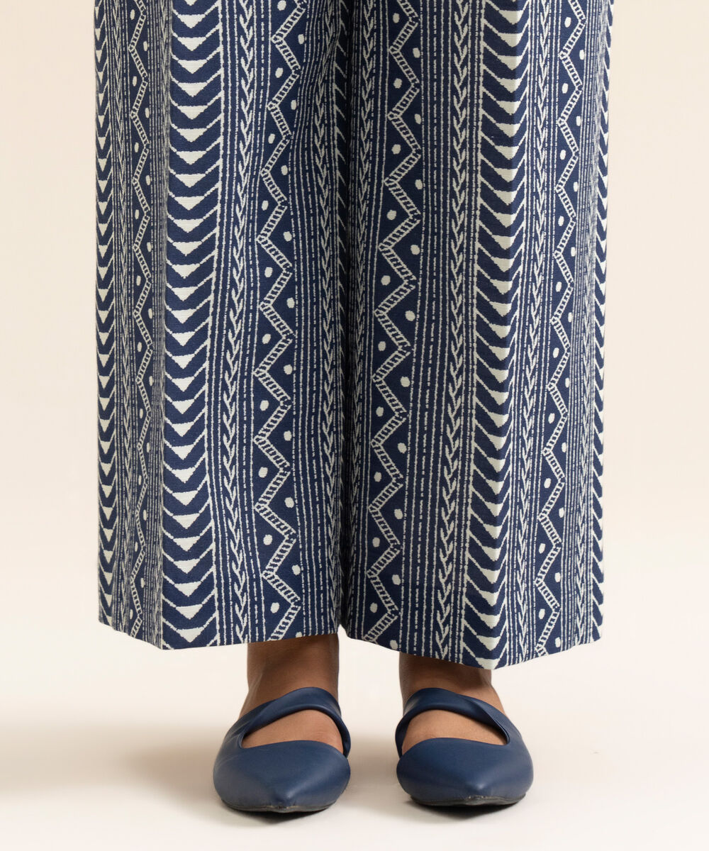 Women's Unstitched Premium Khaddar Blue & White Trouser