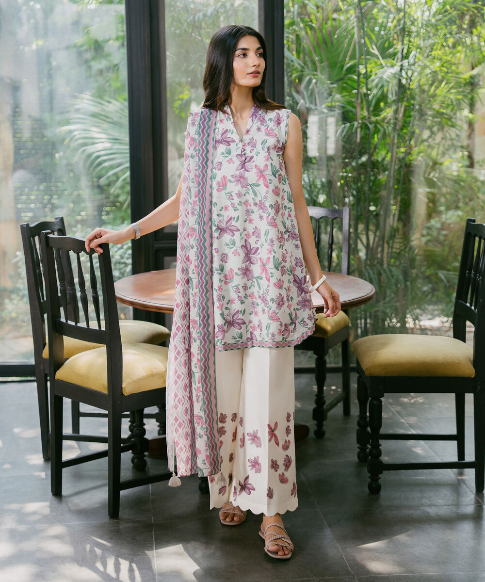 Women's Unstitched Lawn Printed Multi 2 Piece Suit