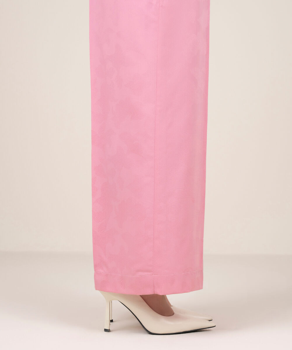 Women's RTW Self Jacquard Leno Solid Pink Culottes