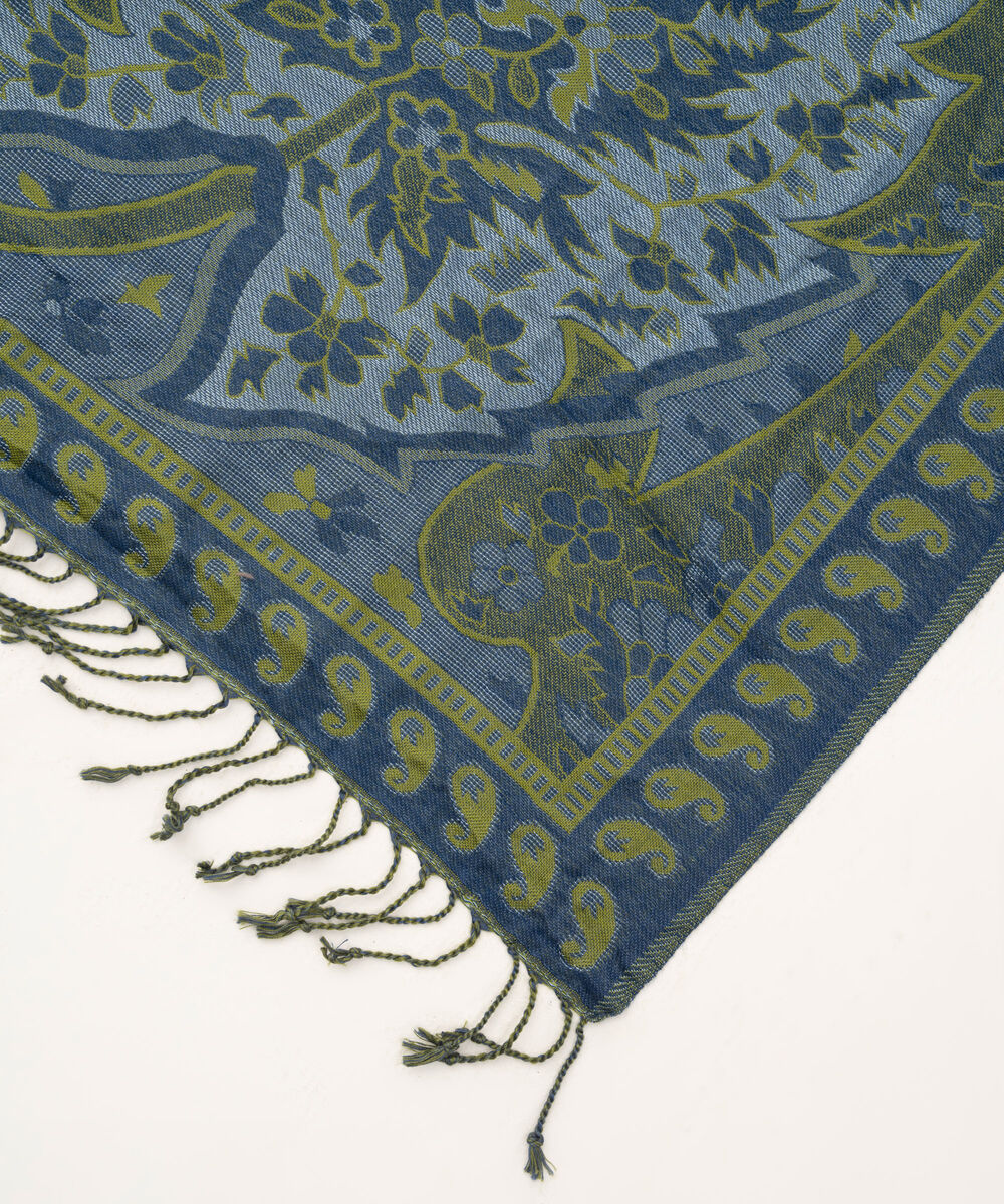 Jacquard Solid Blue Shawl