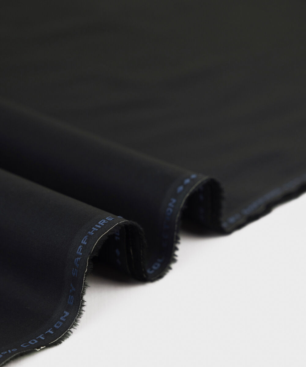 Men's Unstitched Premium Cotton Embroidered Black Full Suit Fabric