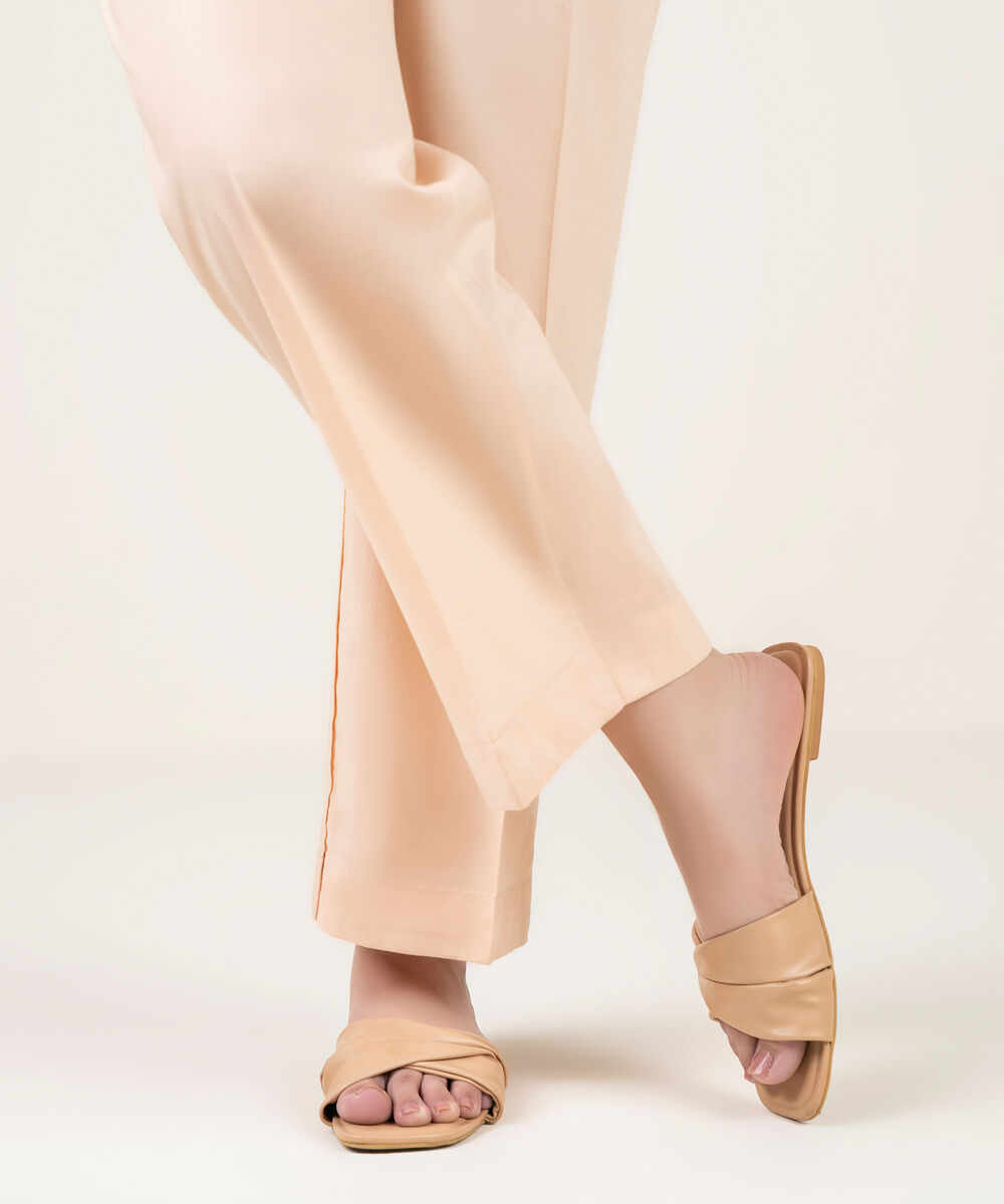 Women's RTW Cotton Viscose Solid Pink Straight Pants