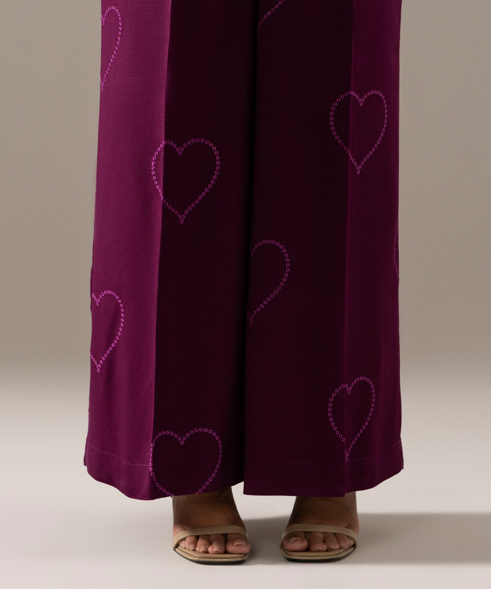 Women's RTW Bedford Solid Purple Flared Pants