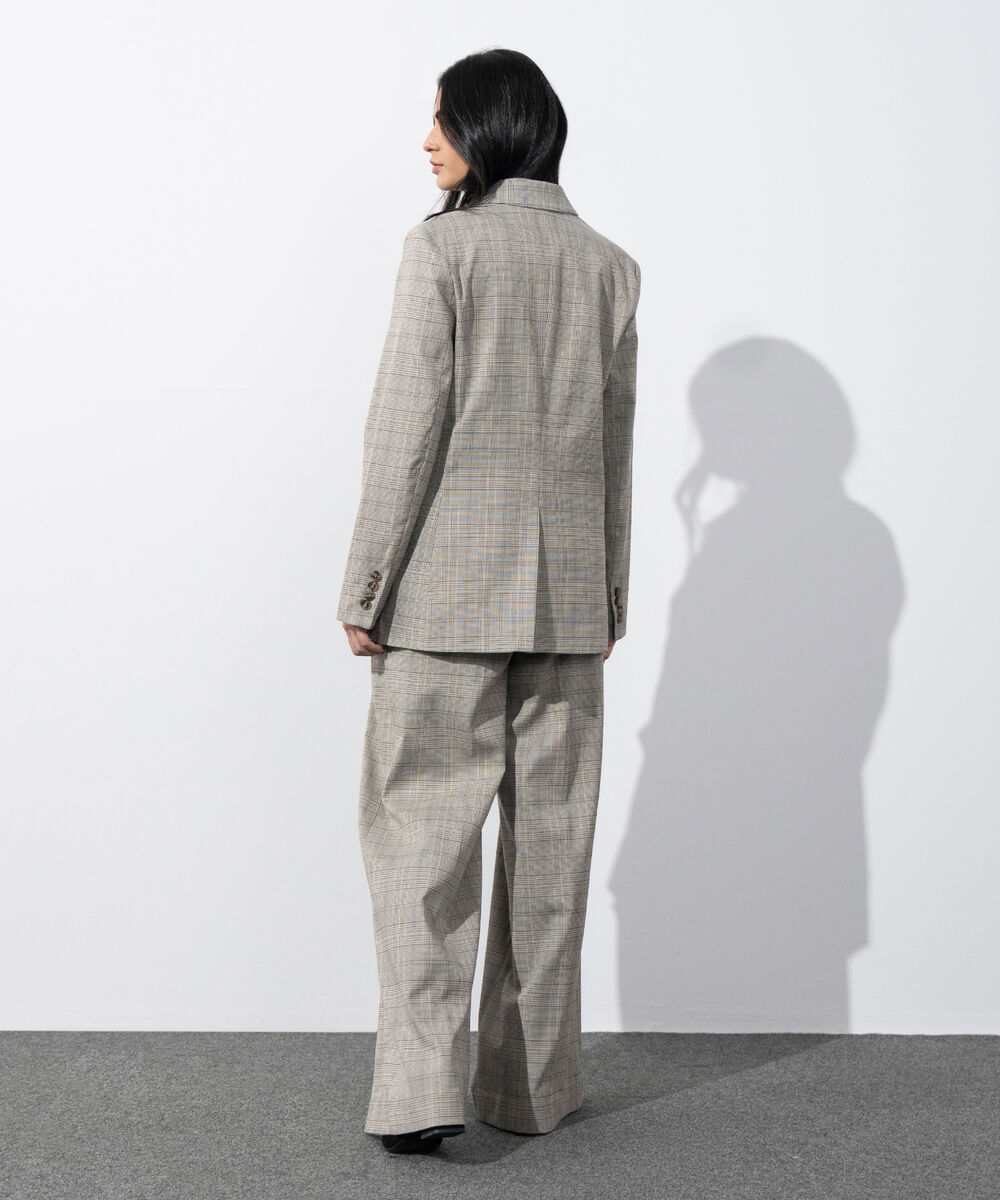 Women's Western Wear Grey Plaid Double Breasted Blazer