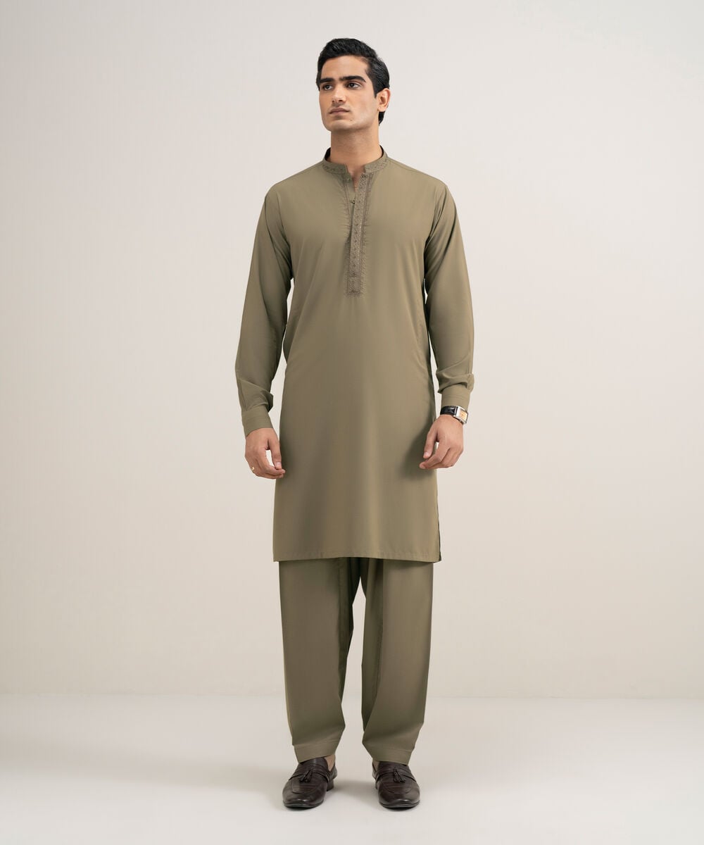 Men's Stitched Premium Wash & Wear Brown Suit