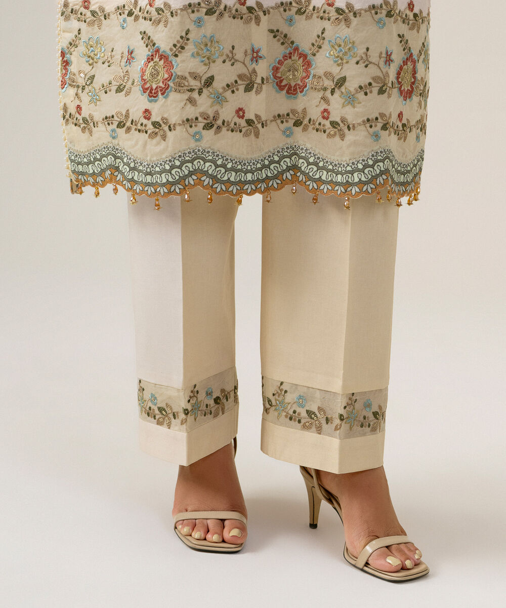 Women's Unstitched Bemberg Tissue Printed Light Beige 3 Piece Suit