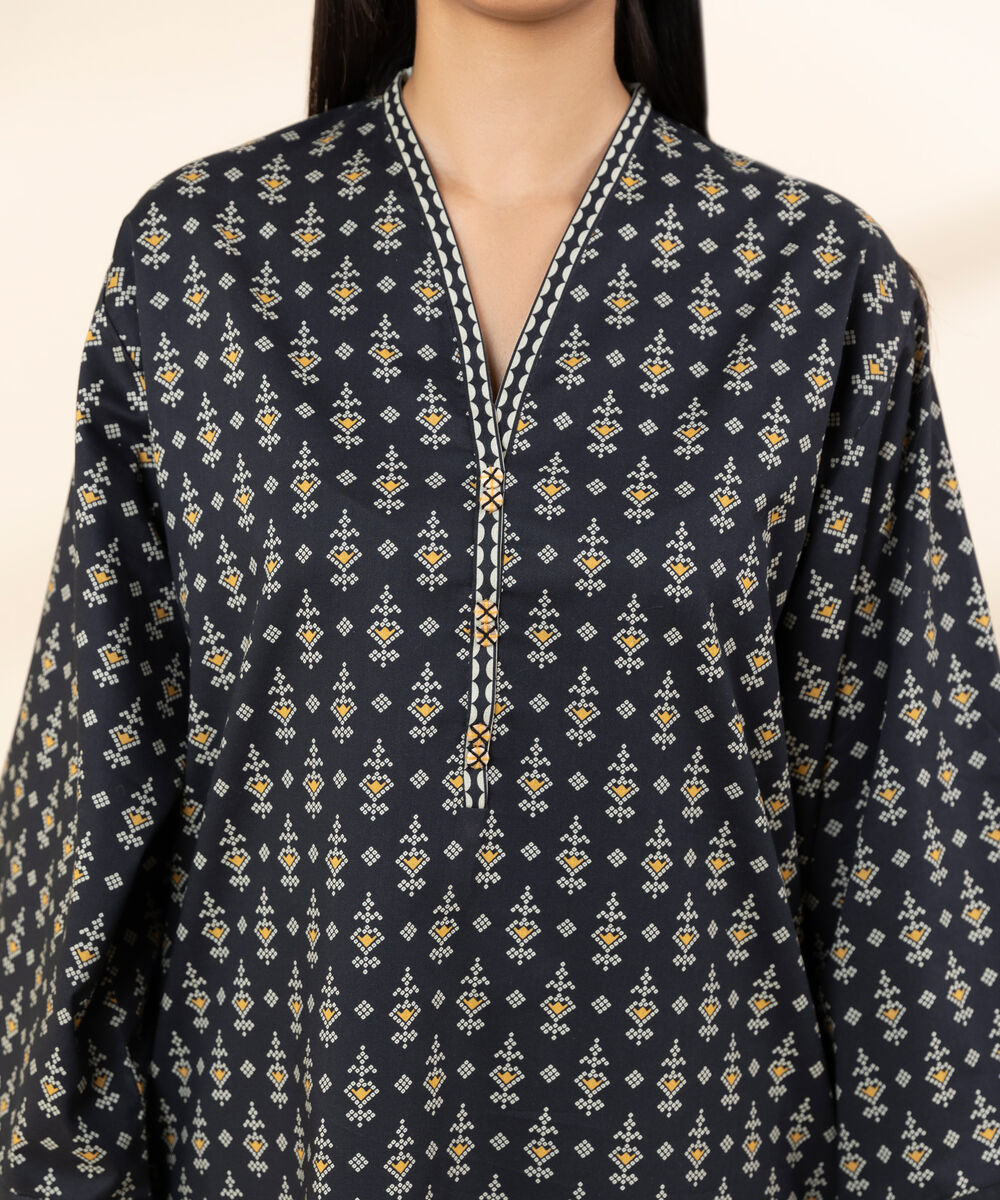 Women's Unstitched Lawn Printed Black 3 Piece Suit