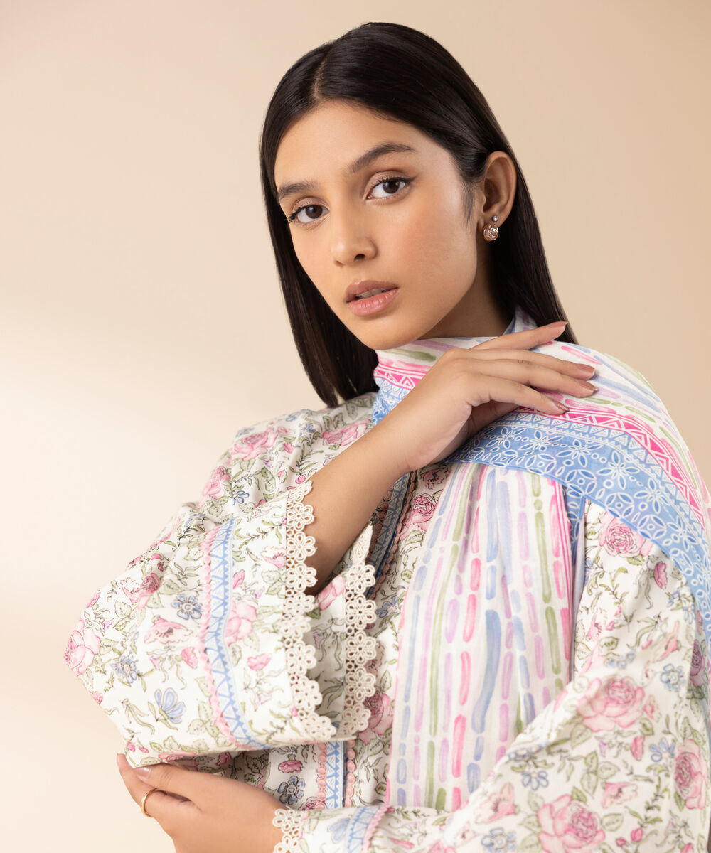 Women's Unstitched Lawn Printed Multi 3 Piece Suit