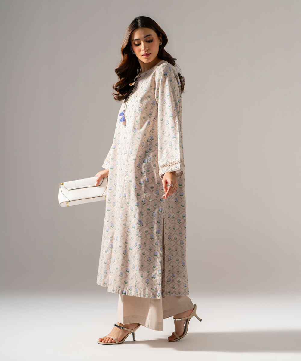 Women's RTW Cambric Printed Pale Pink Straight Shirt