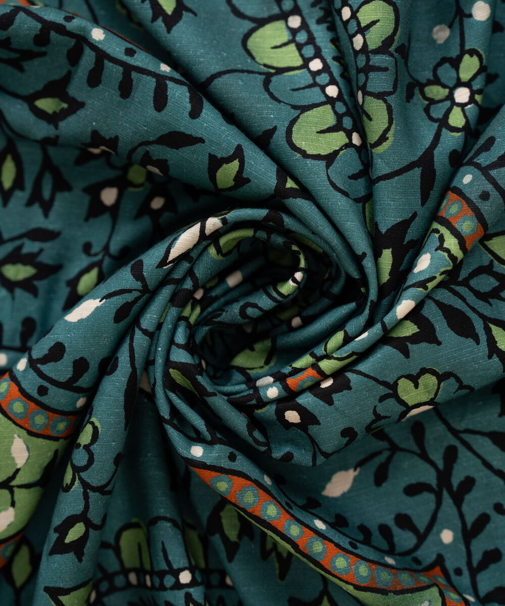 Linen Printed Teal Dupatta
