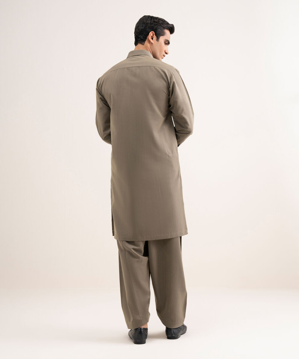 Men'S Stitched Light Brown Luxury Wash And  Wear Suit