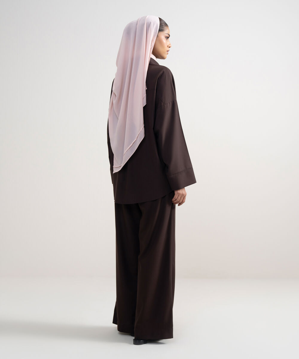 Women's Chocolate Brown Oversize Button Down