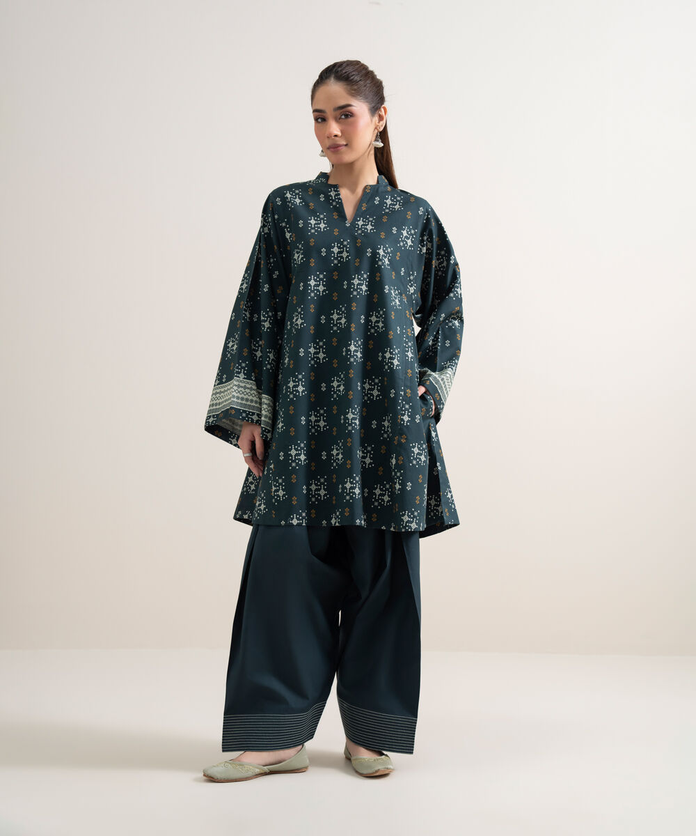 Women's Unstitched Lawn Printed Blue 2 Piece Suit