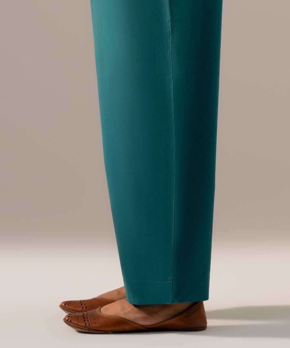 Women's RTW Cambric Solid Teal Regular Shalwar