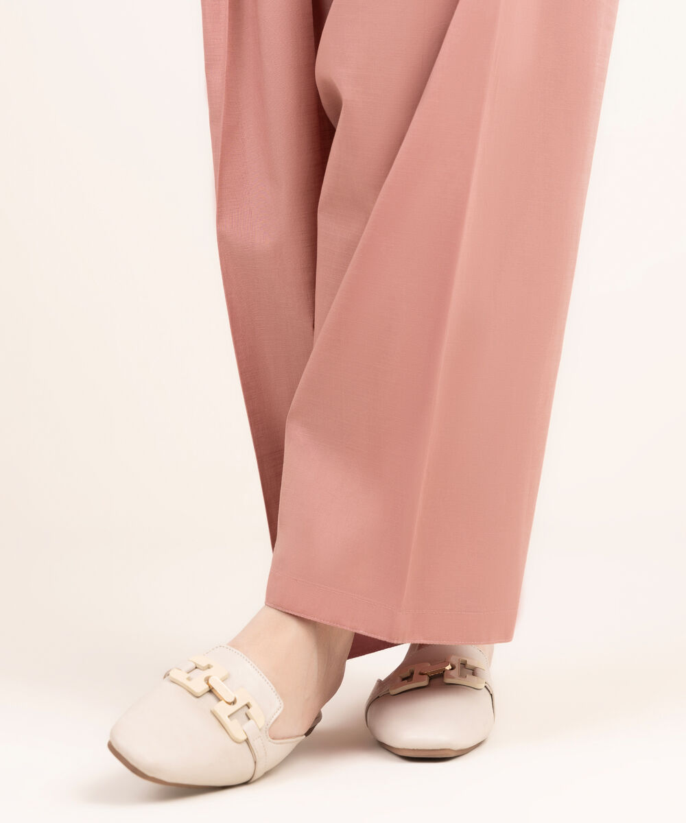 Women's RTW Khaddar Solid Pink Shalwar