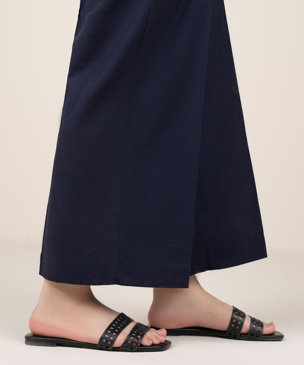 Women's RTW Khaddar Solid Blue Culottes