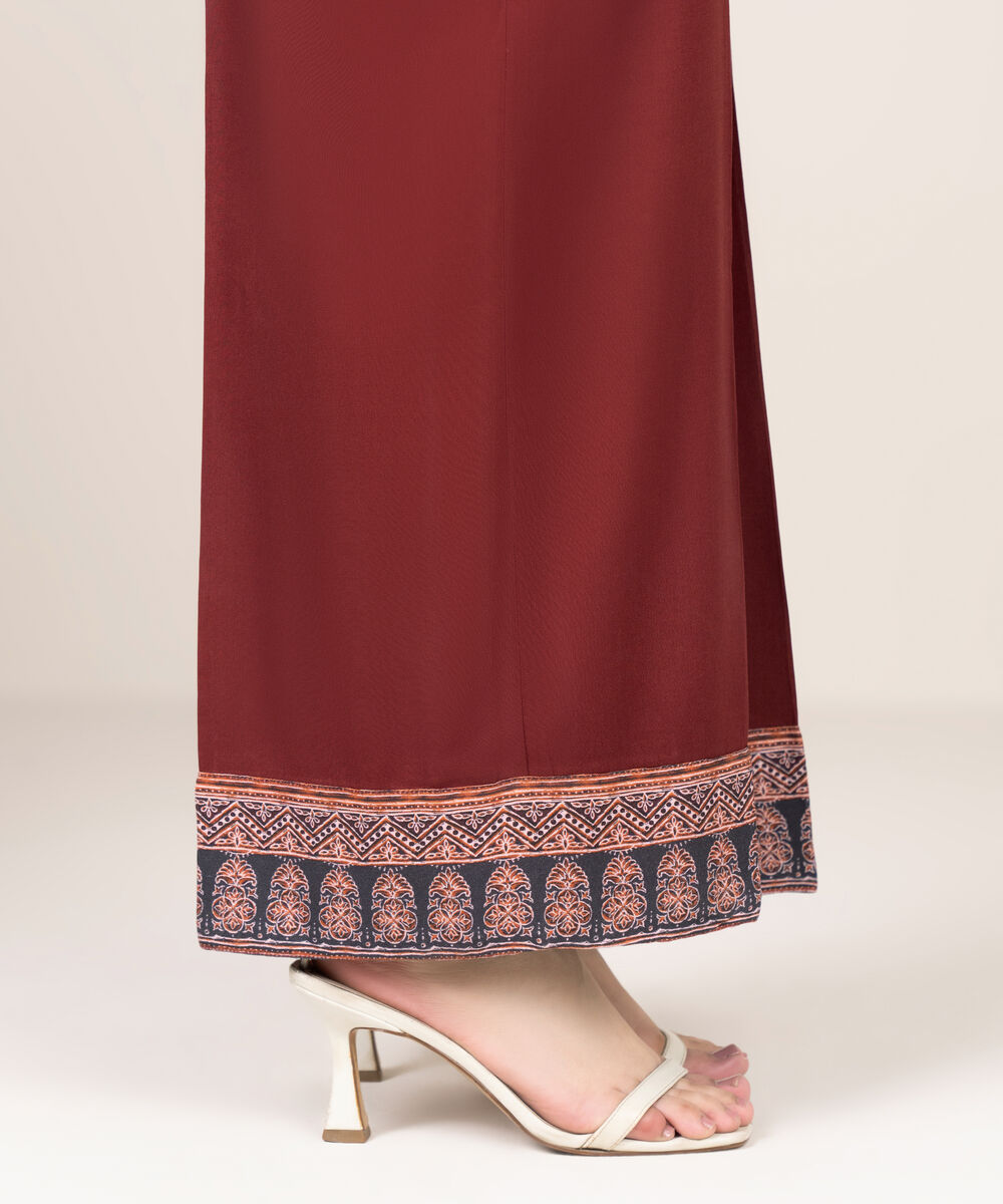 Women's RTW Khaddar Solid Maroon Culottes