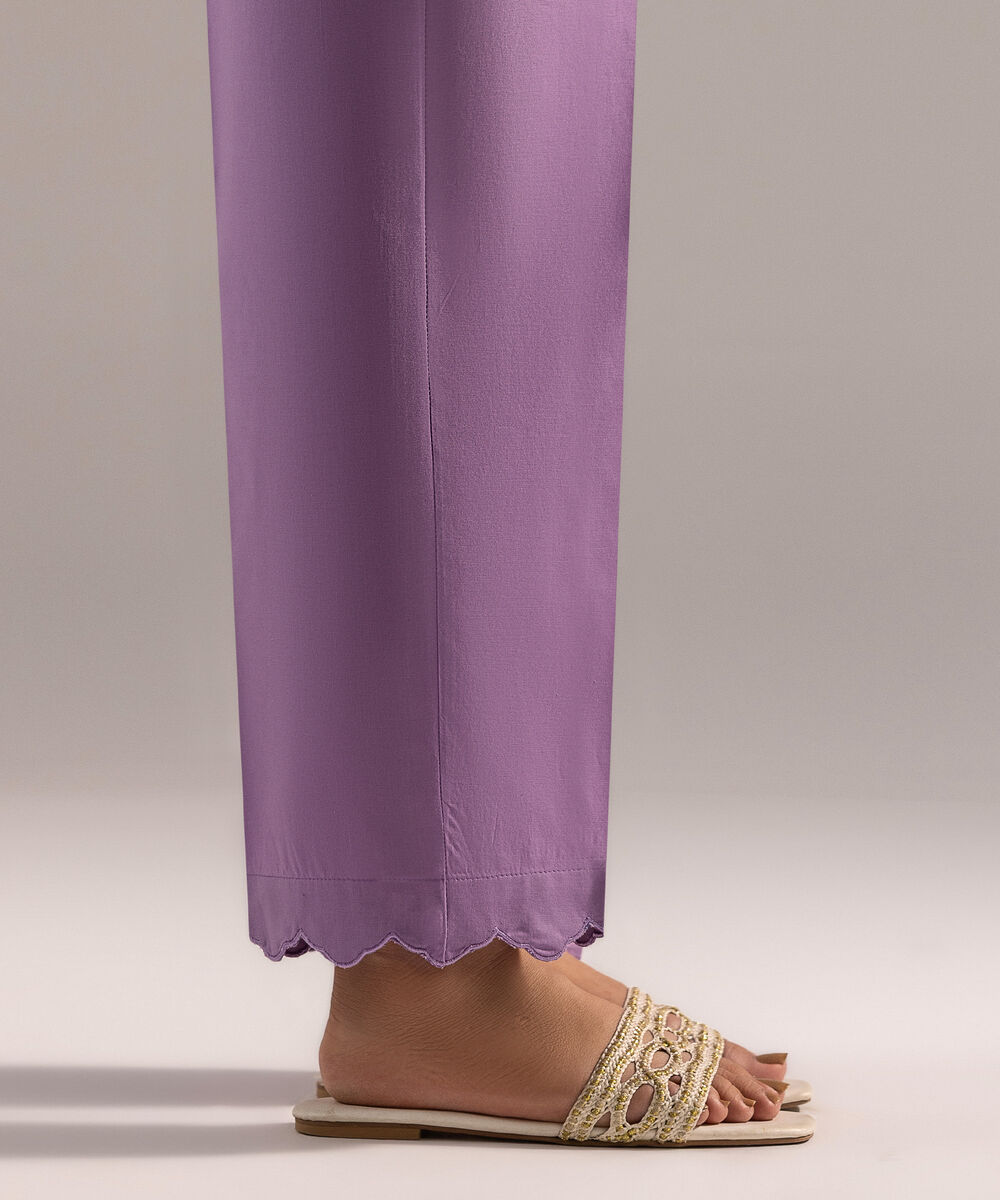 Women's RTW Cambric Solid Lilac Straight Pants
