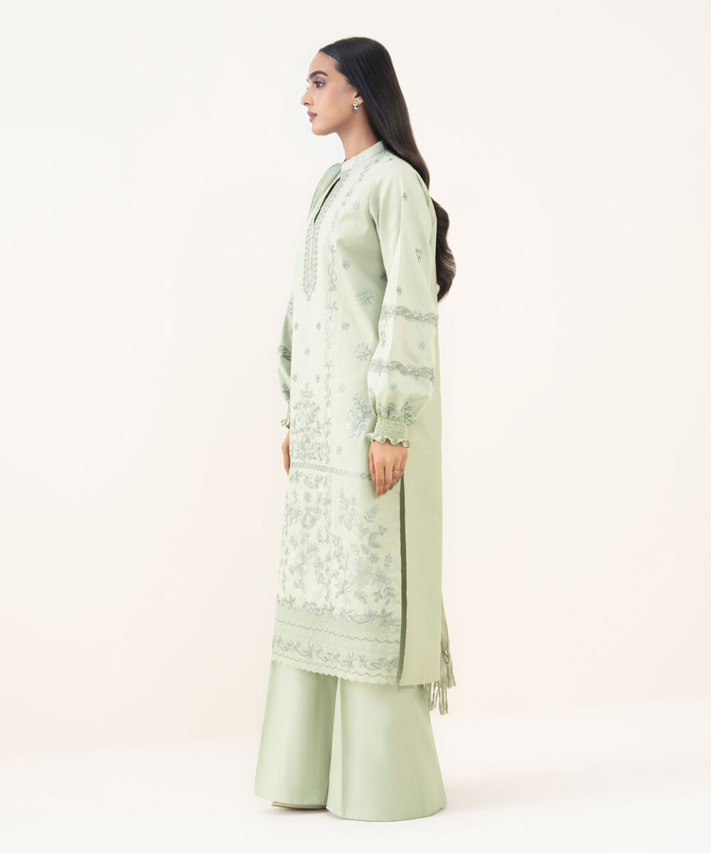 Women's Unstitched Embroidered Khaddar Grey 3 Piece Suit