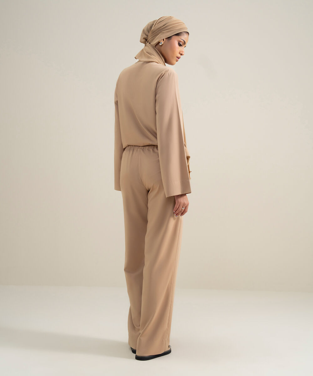 Women's Polyester Brown Modest Trousers