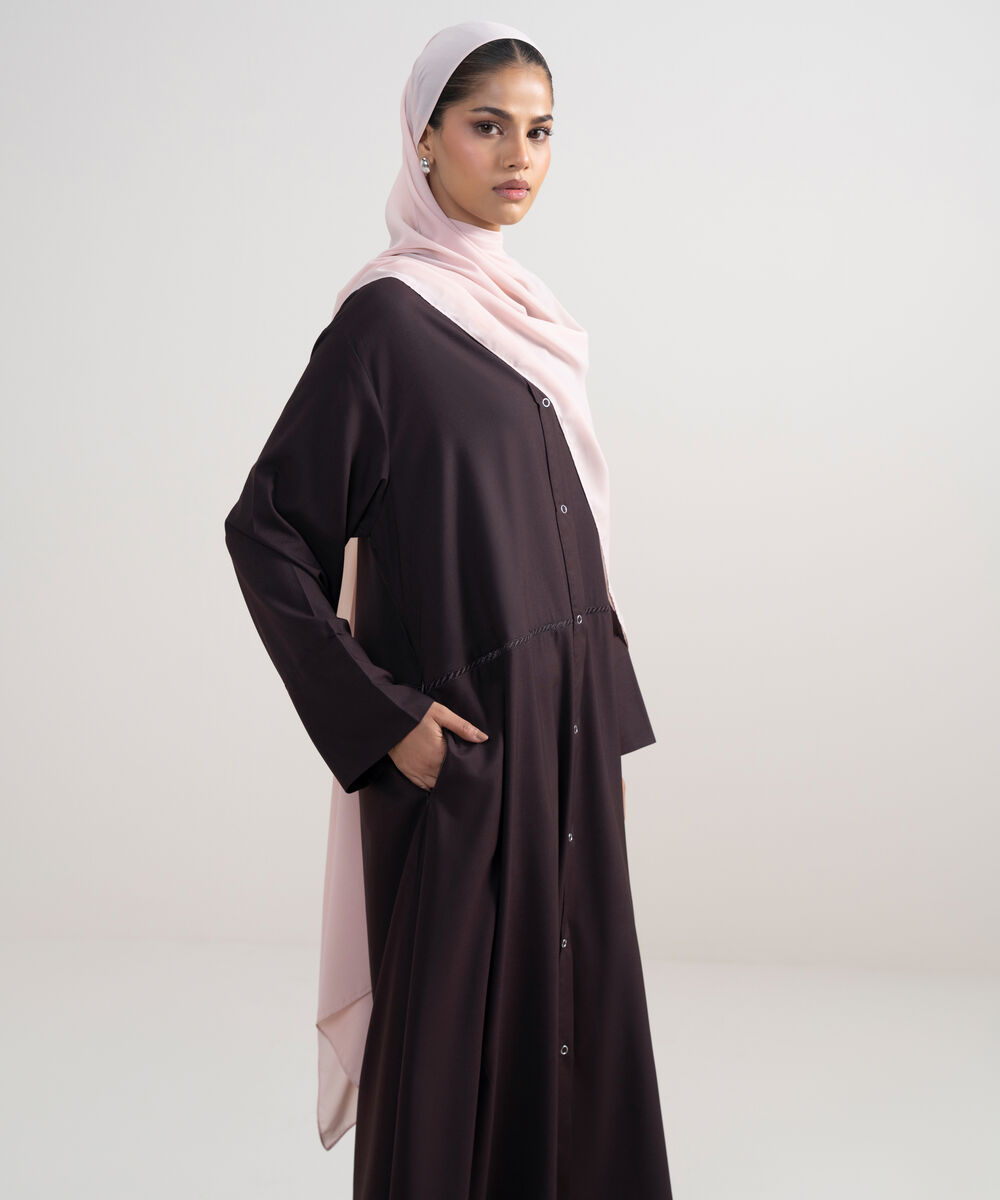 Women's Chocolate Brown Kimono Abbaya Set