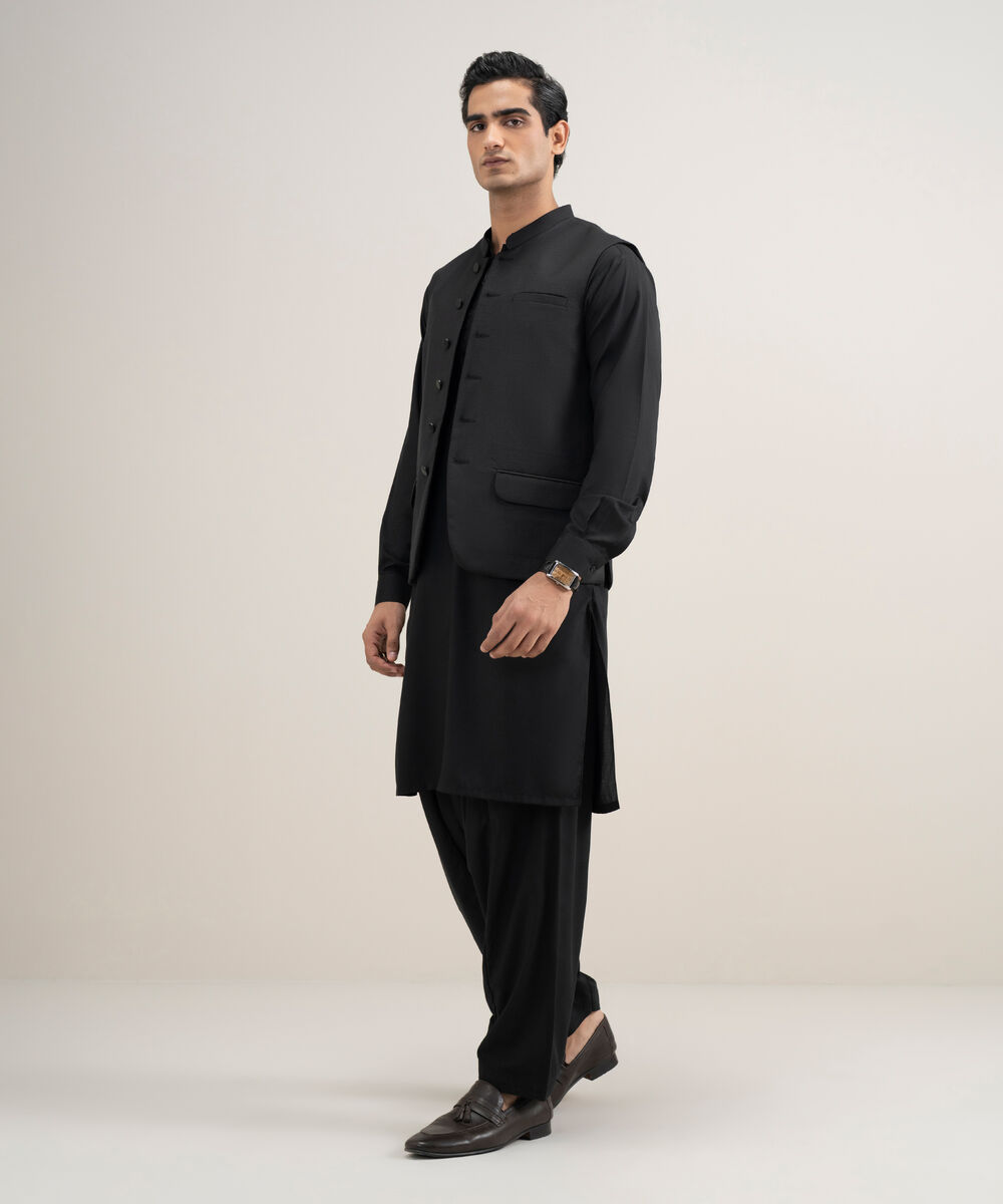 Men's Stitched Tropical Suiting Brown Waistcoat