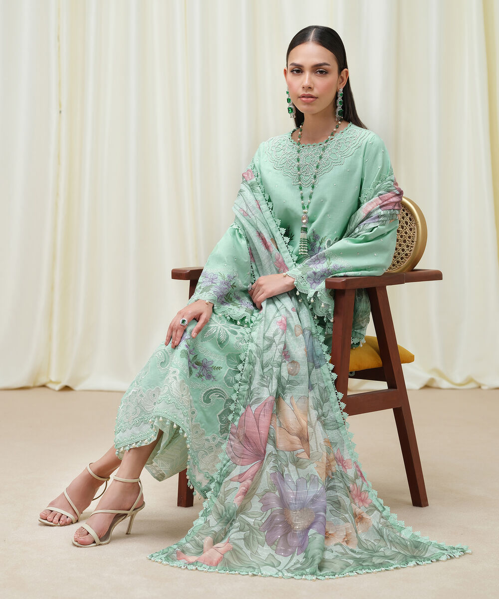 Women's Unstitched Dull Viscose Raw Silk Dyed Three Piece Suit