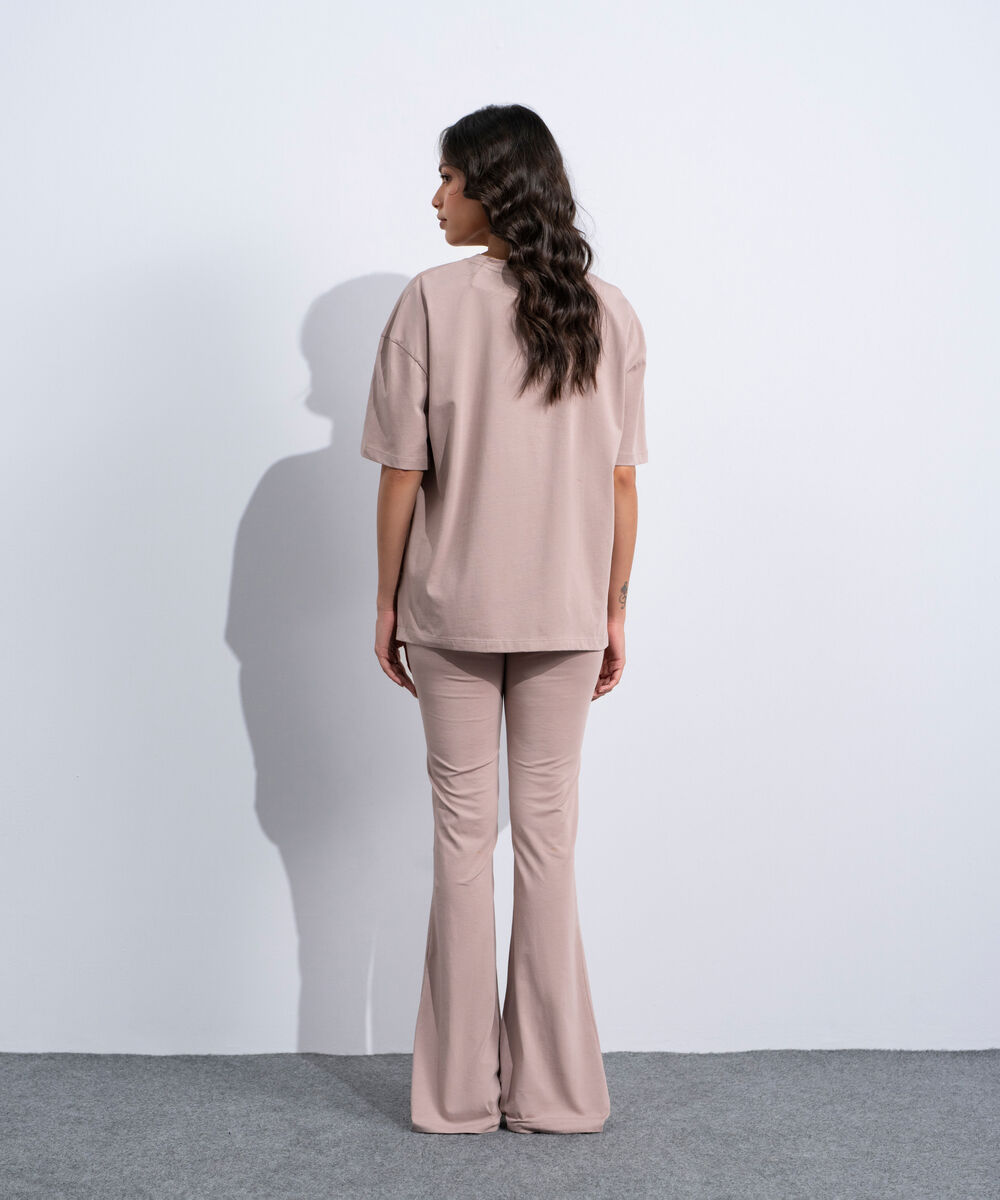 Women's Western Tea Pink Stretchy Flared Trousers