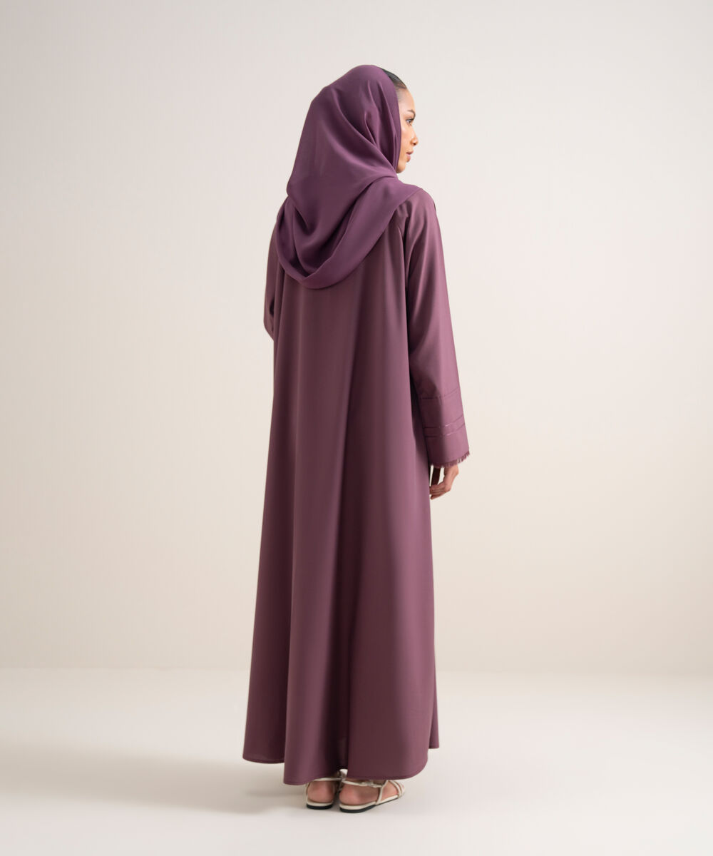 Women's Burgundy Button Through Raglan Abbaya