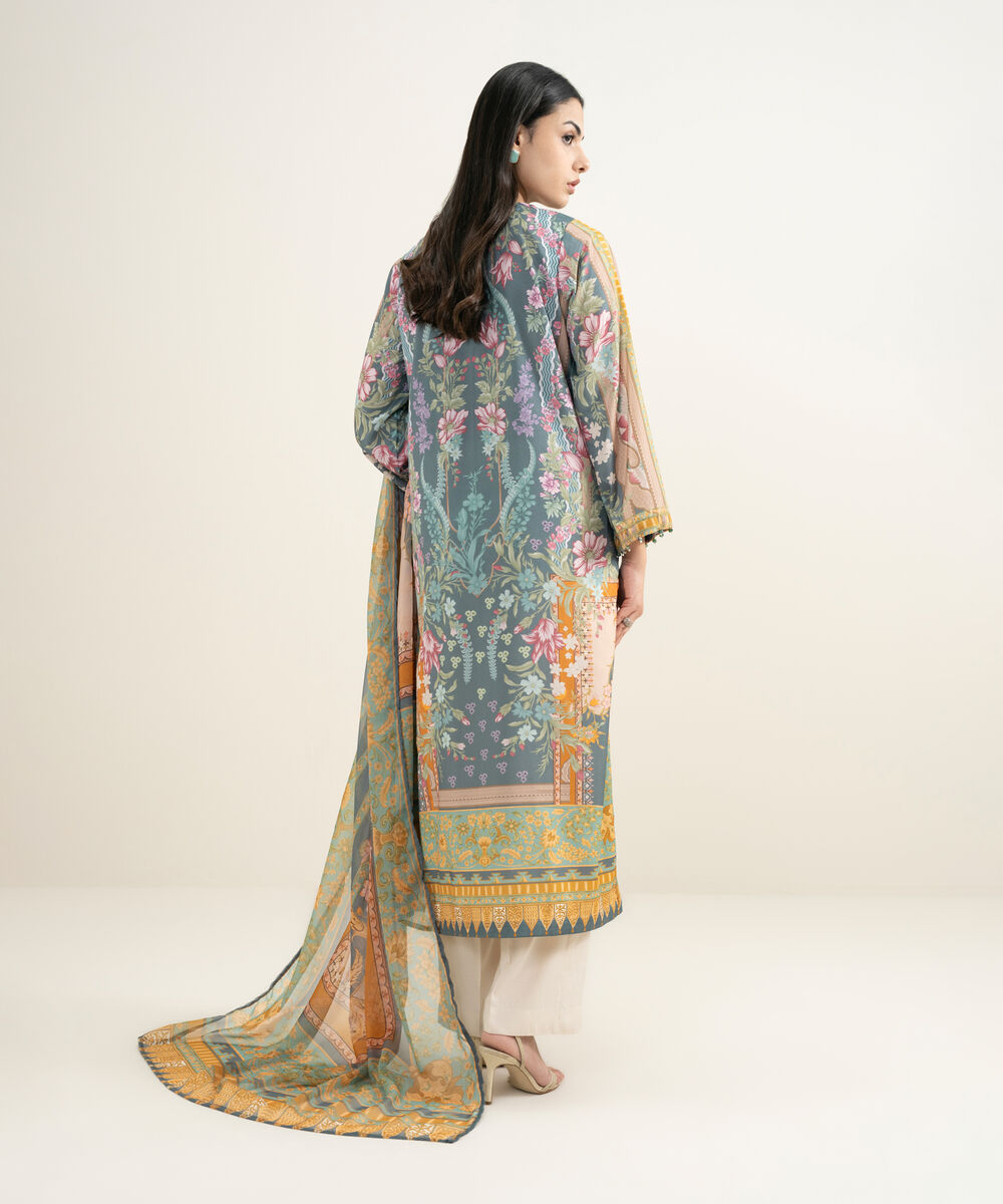 Women's RTW Blended Grip Silk Printed 3 Piece Suit