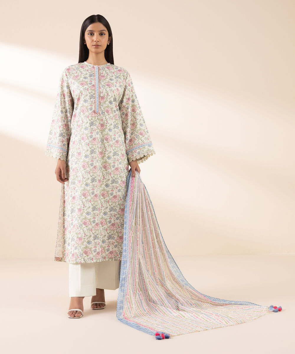 Women's Unstitched Lawn Printed Multi 3 Piece Suit