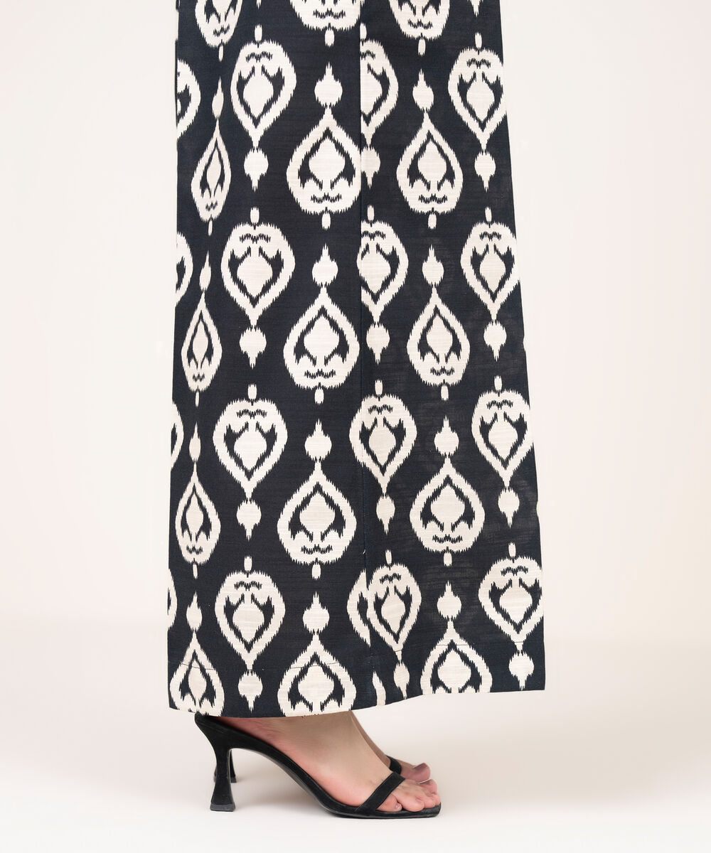 Women's RTW Khaddar Printed Black Culottes