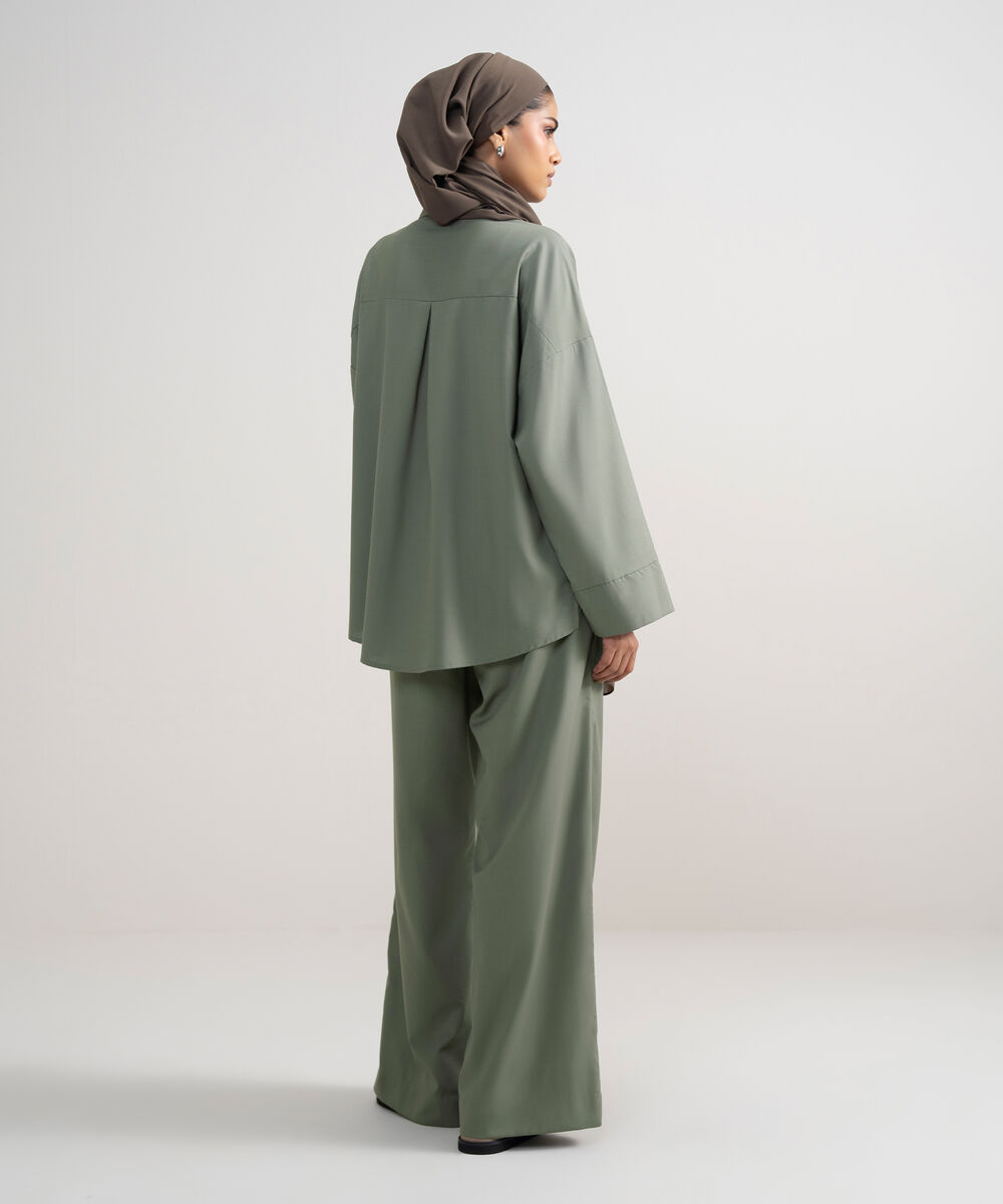 Women's Sage Green Oversize Button Down