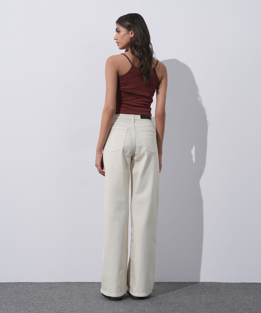 Women's Western Wear White Wide Leg Jeans