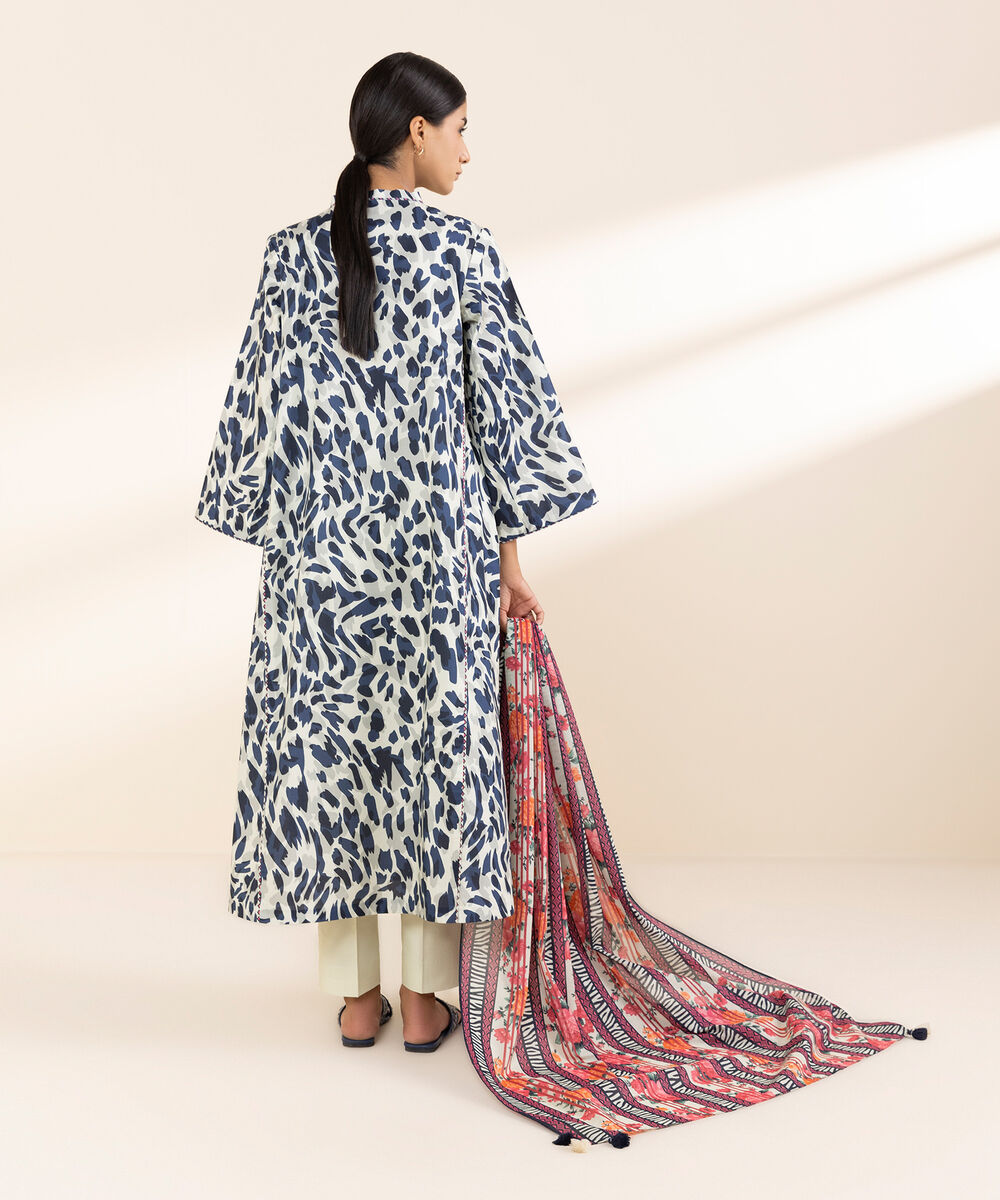 Women's Unstitched Lawn Printed Blue 2 Piece Suit