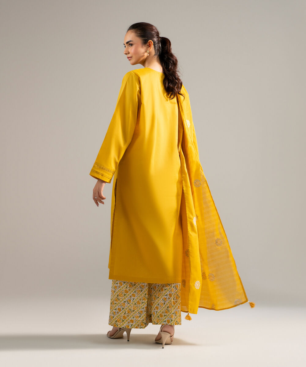 Women's RTW Crosshatch Solid Yellow 3 Piece Suit
