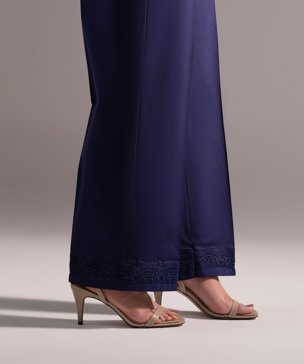 Women's RTW Cambric Solid Dark Blue Culottes