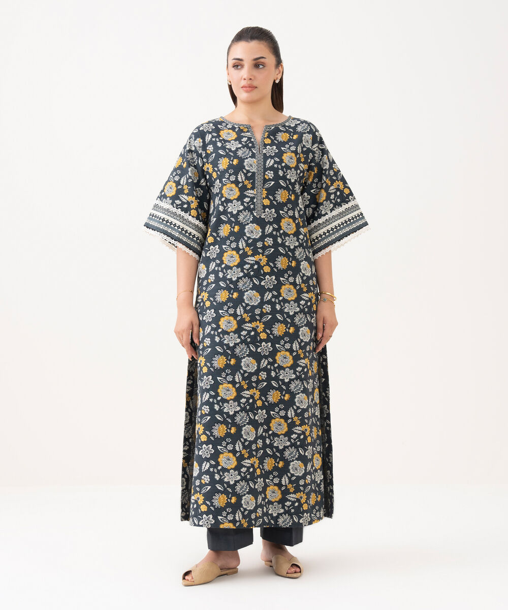 Women's Unstitched Cotton Printed Multi Shirt