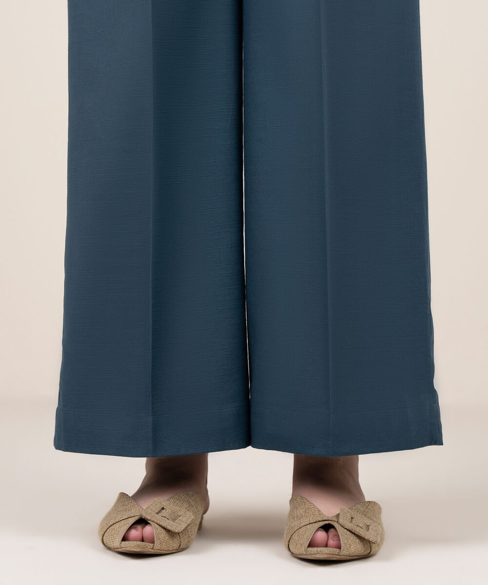 Women's RTW Khaddar Solid Blue Culottes