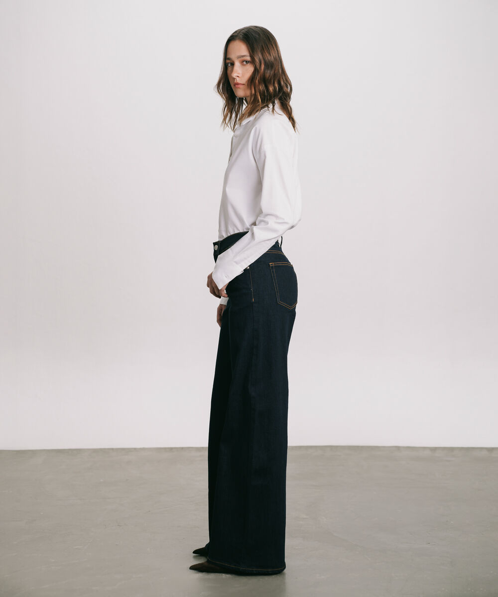 Women's Western Wear Blue High Rise Wide Leg Jeans