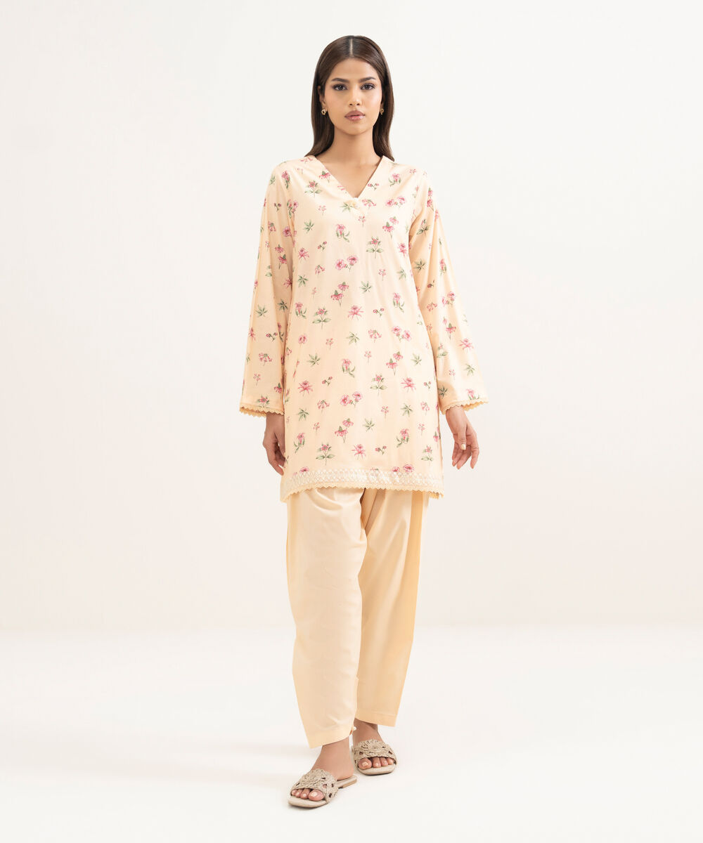 Women's RTW Cotton Viscose Embroidered Pink Straight Shirt