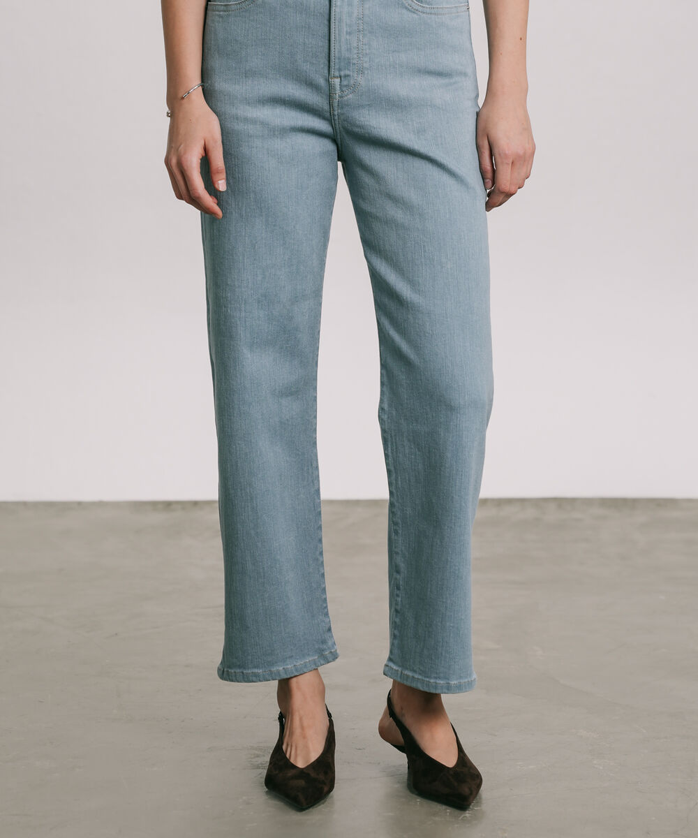 Women's Western Wear Blue High Rise Ankle Straight Jeans