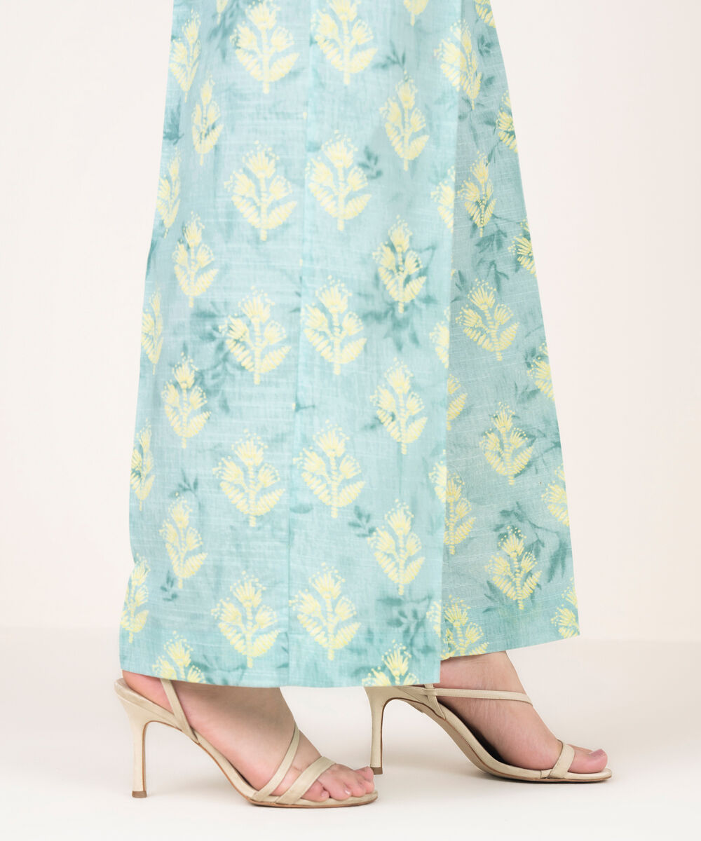 Women's RTW Light Khaddar Printed Blue Culottes
