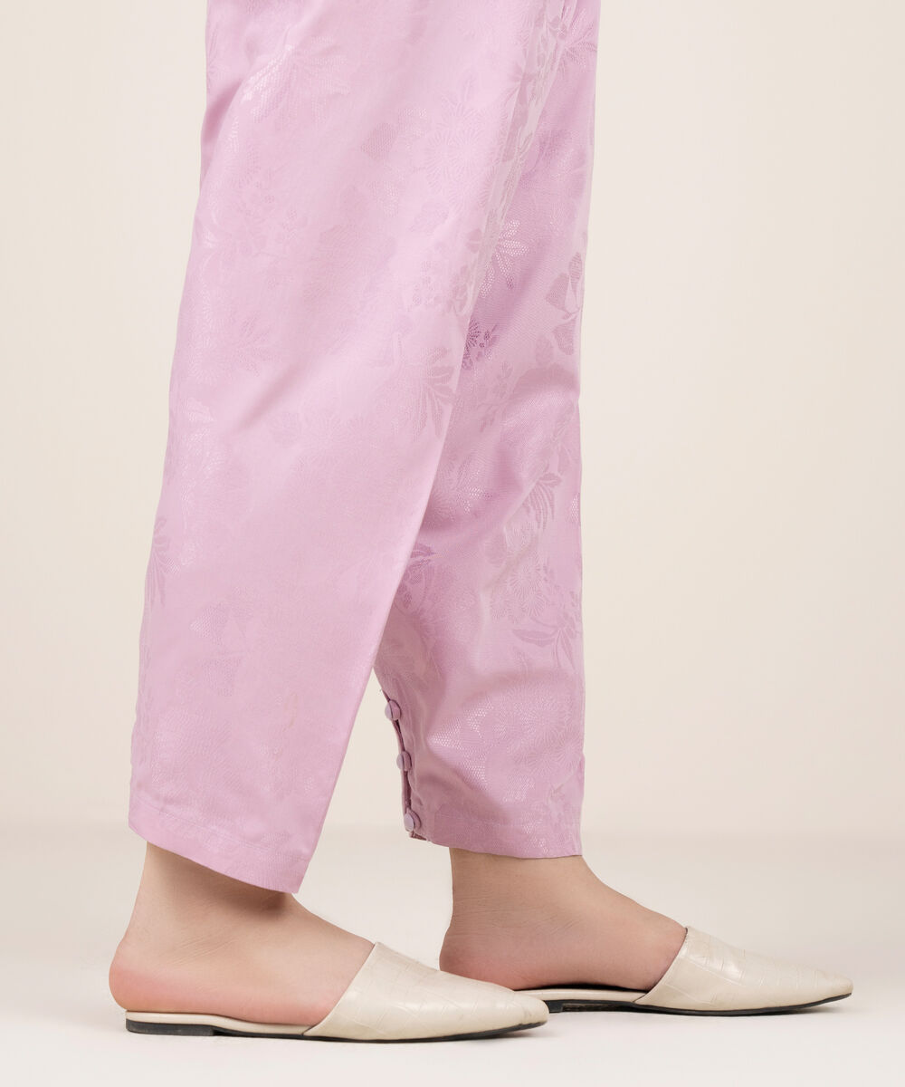 Women's RTW Self Jacquard Leno Solid Lilac Shalwar